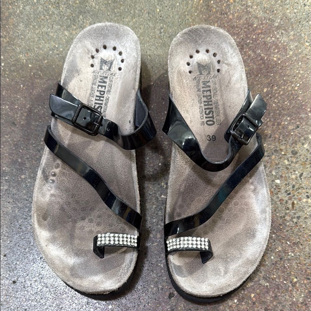 Mephisto Black Sandals Comfortable Slip-On